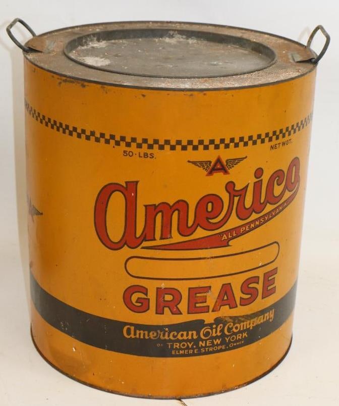 America Fifty Pound Metal Grease Can: 12.25" x 12.25" x 13.25"