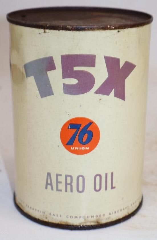 Union 76 T5X Aero One Quart Metal Oil Can: Empty. 4" x 4" x 5.5"