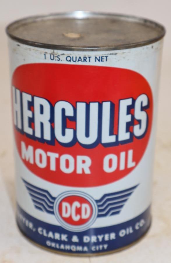 Hercules One Quart Metal Oil Can: Empty. 4" x 4" x 5.5"