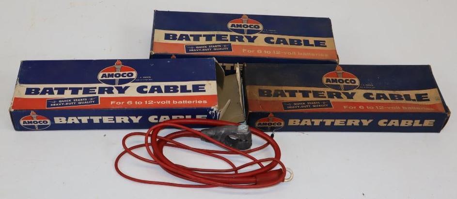 Group of 3 Amoco Battery Cables in Original Boxes: 10.5" x 3.5" x 1" each