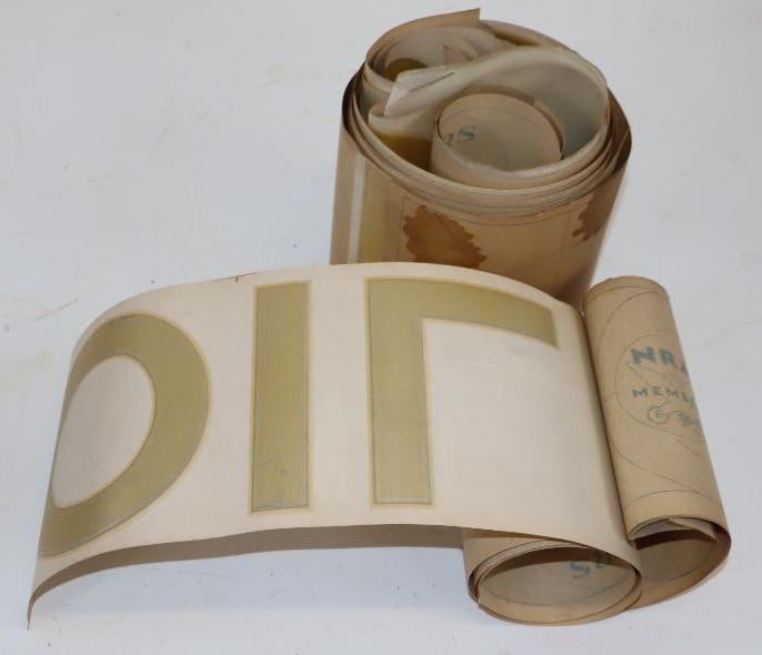 Group of 5 American Oil Co. Gas Station Decals: Marked the Palm Bros. 55" x 4.5"