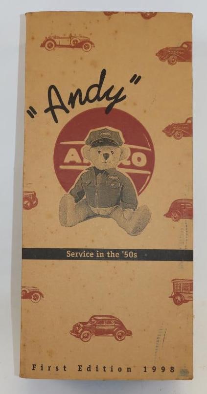 1998 First Edition Andy the Amoco Gas Station Bear in Original Box: 8.5" x 18" x 5"