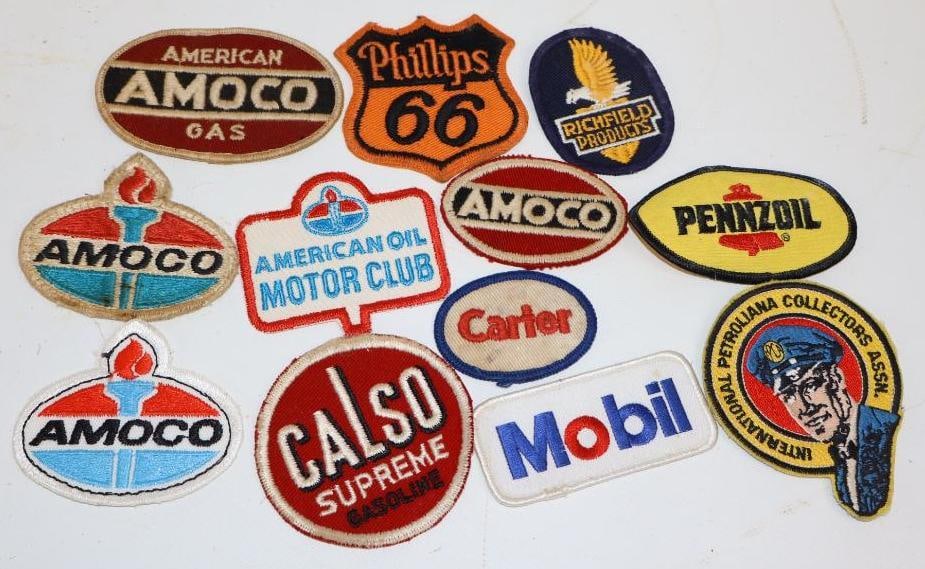 Group of 12 Different Gas & Oil Advertising Shirt Patches: Largest is 3.5" x 2.25"