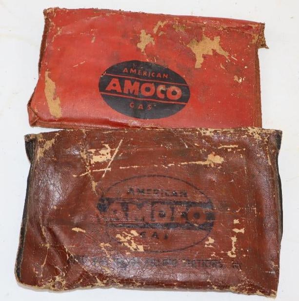 Group of 2 American Amoco Gas Advertising Polishing Cloths in Original Leather Pouches (1 of 2)