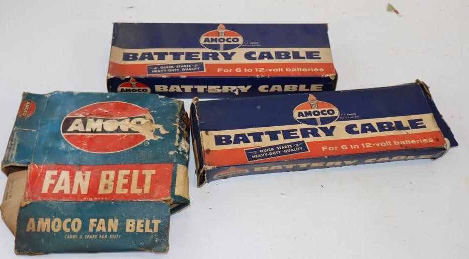 Group of 3 Amoco Battery Cables & Fan Belt in Original Boxes (1 of 2)