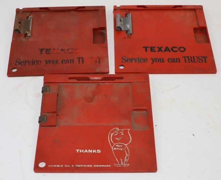 Group of 3 Esso & Texaco Service Station Credit Card Receipt Boards: 7.25" x 7" x 1" each