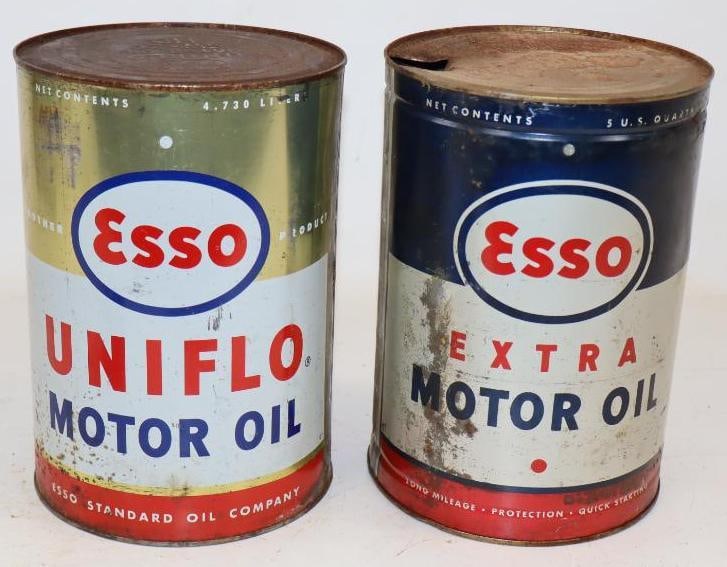 Group of 2 Esso Five Quart Metal Oil Cans (1 of 4)