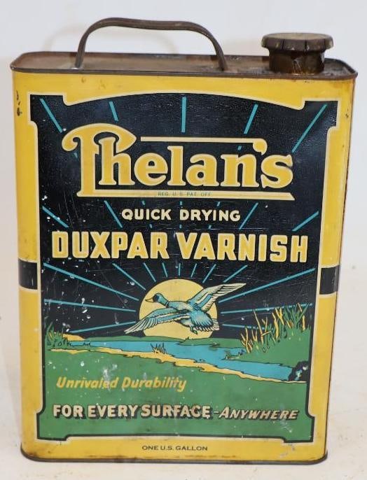 Thelan's Quick Drying Duxpar Varnish Graphic Slim One Gallon Oil Can: 8" x 3" x 11"