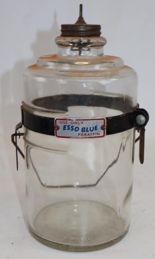 Use Only Esso Blue Paraffin 1 Gallon Glass Bottle: 6" x 5" x 10.5"