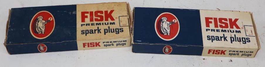 Group of 2 Fisk Premium 8 Count Spark Plugs in Original Boxes: 8.5" x 3.5" x 1" each