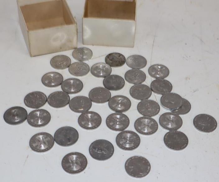Group of 30 Shell Mr President Coin Game Tokens: 1" x 1" each