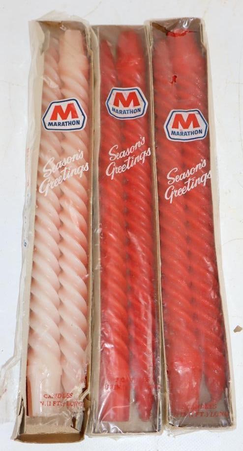 Group of 3 Marathon Seasons Greetings Spiral Candles in Original Packaging: 12.5" x .75" x 1" each