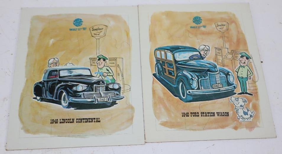 Group of 2 - 1948 Lincoln Continental & 1940 Ford Station Wagon Sinclair Gas Station Advertising (1 of 4)