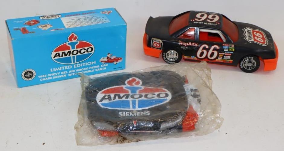 Group of 3 Amoco & Phillips 66 Race Car, 55 Bel Air & NOS Advertising Inflatable: Largest is 15" x 6.5" x 5"