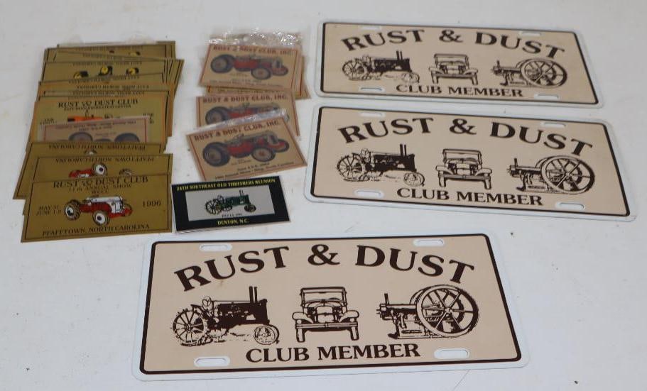 Group of 37 Rust & Dust Collectors Club Meet Plaques & Booster License Plates: Largest is 12" x 6"