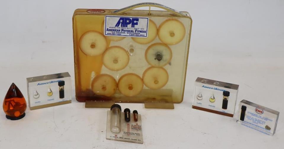 Group of 5 Amoco, Esso, & APH Oil Display & Paperweights: Largest is 10" x 11" x 4.25"