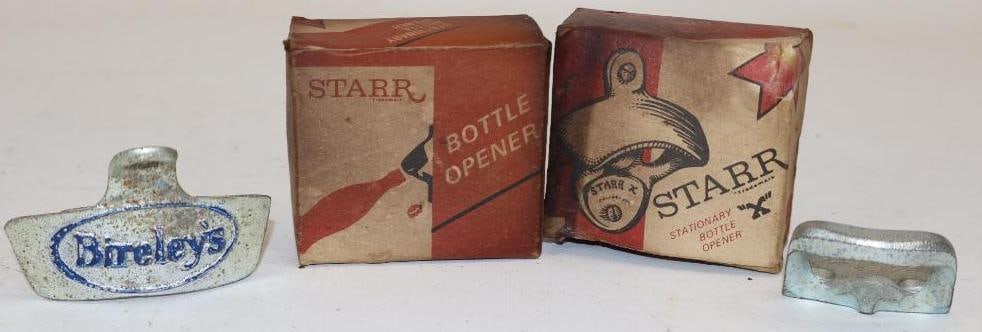 Group of 2 Starr Bireley's & Brown Advertising Bottle Openers in Original Boxes: 2.75" x 2.5" x 1.25" each