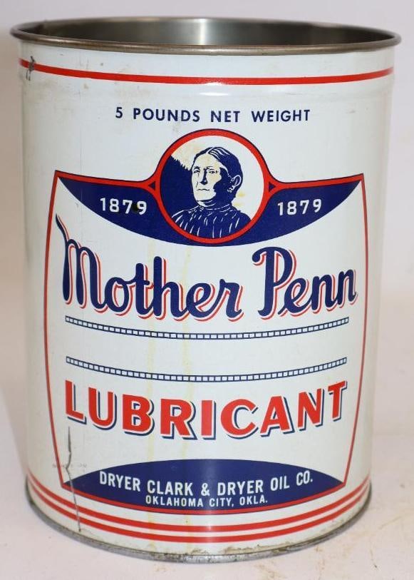 Mother Penn Five Pound Grease Can: Missing top lid. 5.75" x 5.75" x 7.25"