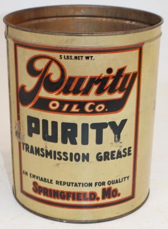 Purity Five Pound Grease Can: Missing top lid. 5.75" x 5.75" x 7"