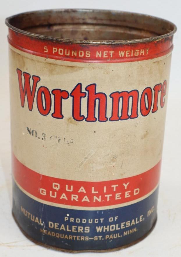 Worthmore Five Pound Grease Can: 5.75" x 5.75" x 7"