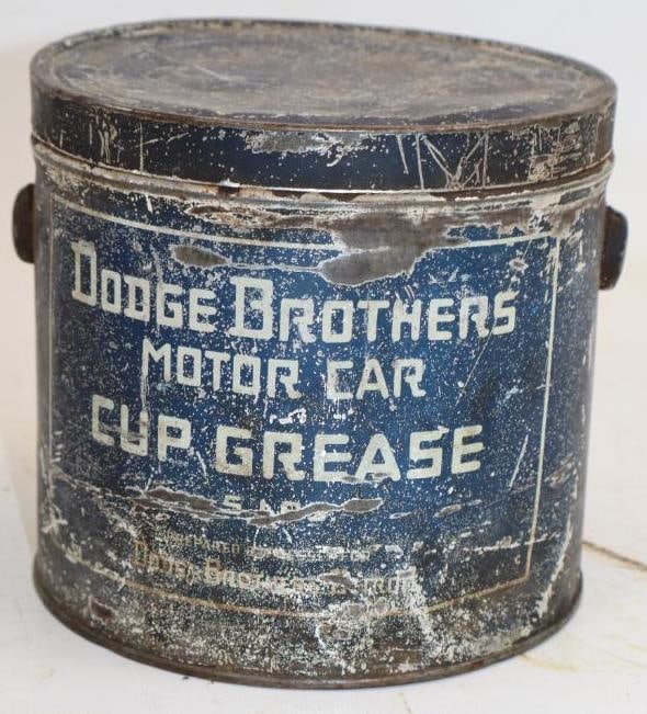 Dodge Brothers Five Pound Cup Grease Can: Missing handle. 6" x 6" x 5.75"