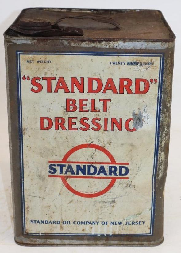 Standard Oil of New Jersey Twenty Five Pound Belt Dressing Oil Can: 8" x 8" x 11.25"