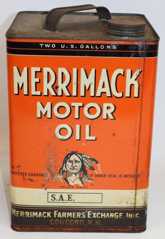 Merrimack Square Two Gallon Metal Oil Can with Indian Graphics: 7" x 7" x 10.5"