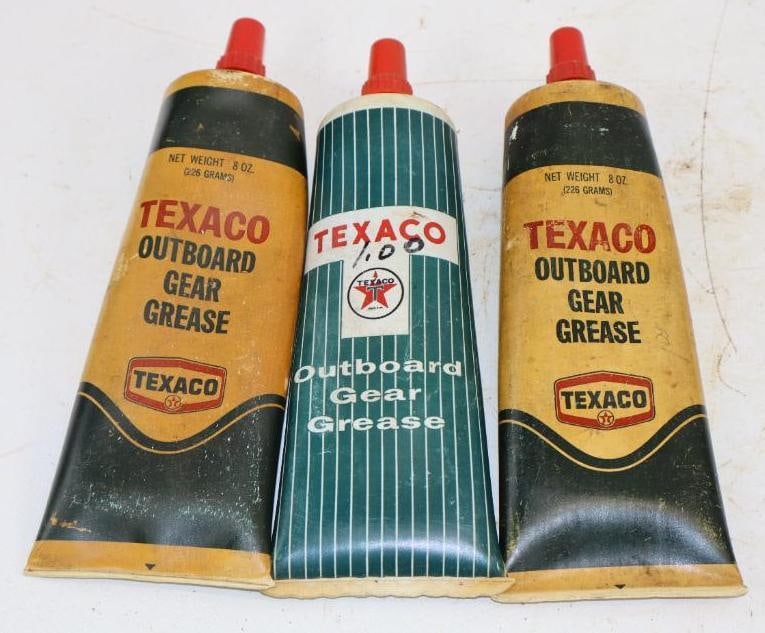 Group of 3 Texaco Outboard Half Pint Grease Tubes: 8oz each