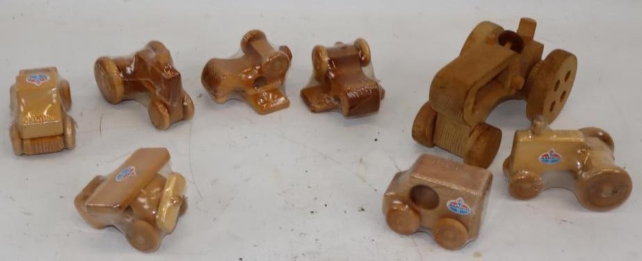 Group of 7 Amoco Advertising Wooden Gas Station Toys: Largest is 7.5" x 4.5" x 4"