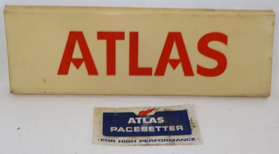 Group of 2 Atlas Plastic Advertising Sign Lenses: Largest is 24" x 8"
