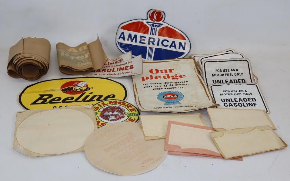 Large Group of Gas Station, Gas Pump & Unleaded Gasoline Decals: Largest is 13" x 7"