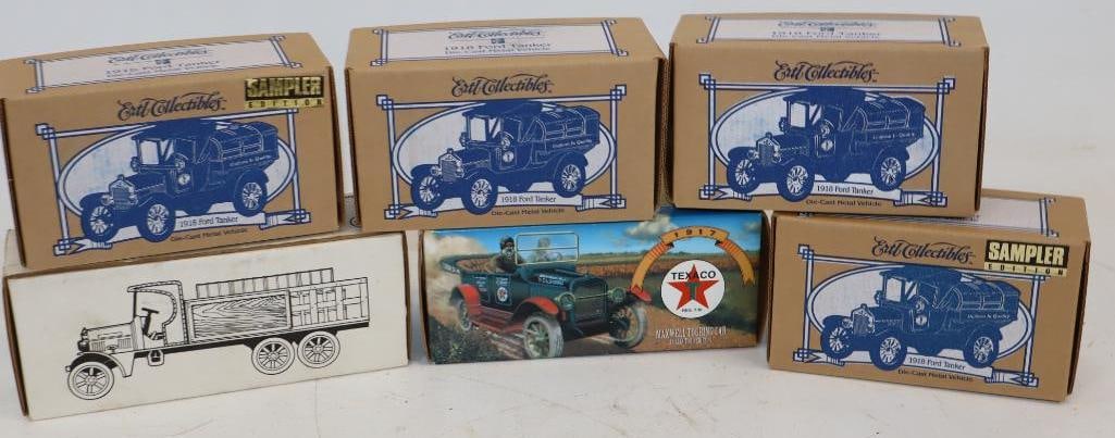 Group of 6 Ertl Diecast Gas Station Toy Truck Banks in Original Boxes: Largest is 9.5" x 3.5" x 2.5"