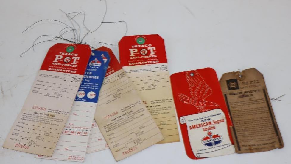 Group of 8 Standard, Texaco, & Pure Heavy Cardstock Tags: Largest is 8.5" x 3.25"