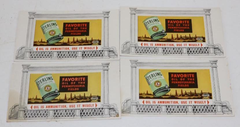 Group of 4 Sterling Motor Oil Advertising Ink Blotters: 6.25" x 3.5" each