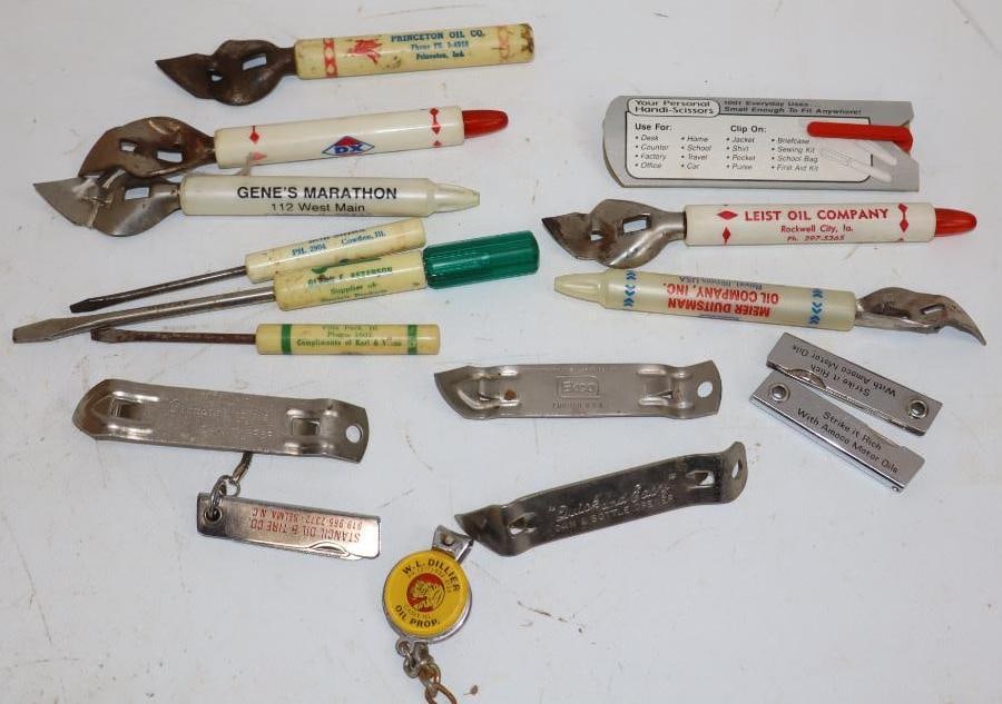 Group of 16 Texaco, Marathon, Sinclair, & DX Advertising Bottle Openers, Screw Drivers & Nail (1 of 6)
