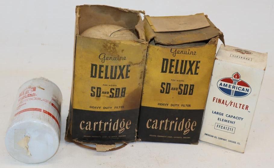 Group of 4 Deluxe Oil Filter Cartridge, American Large Element Fuel & Gas Pump Filter: Largest is 6" x 6" x 8"