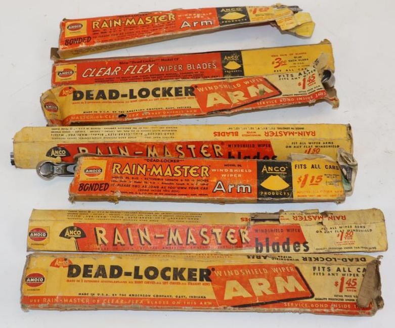 Group of 7 Anco Amoco Wiper Blades in Boxes: Largest is 1" x .75" x 12"