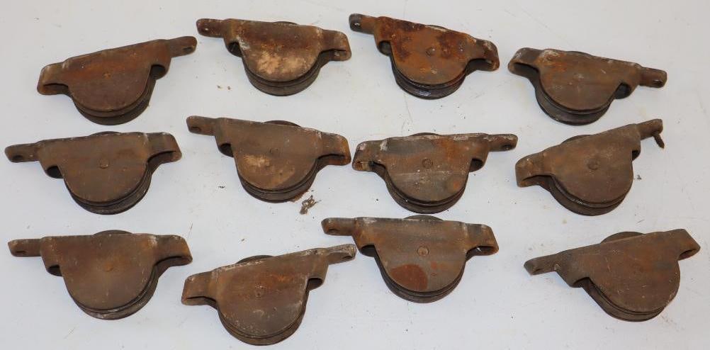 Group of 12 Primitive Window Weight Rollers: Largest is 4" x 1.75" x 1.75" each