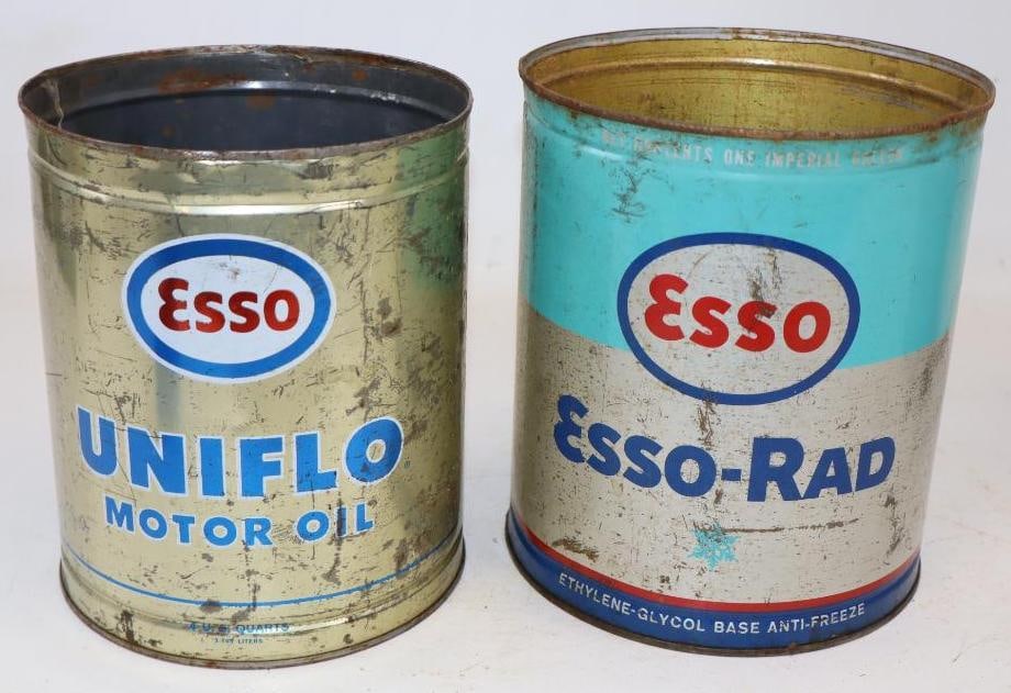 Group of 2 Esso Uniflo, and Esso-Rad One Gallon Metal Oil Cans (1 of 3)