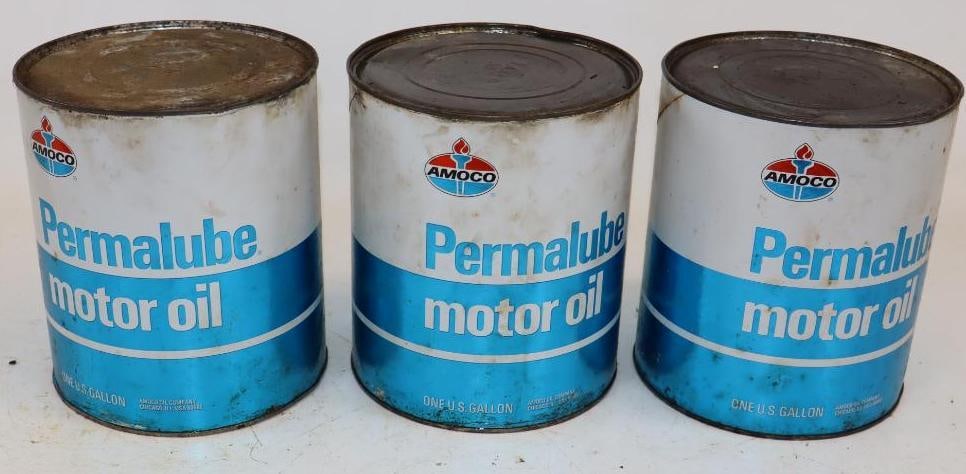 Group of 3 Amoco Permalube One Gallon Composite Oil Cans (1 of 2)