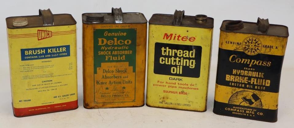 Group of 4 Different One Gallon Metal Oil Cans (1 of 4)