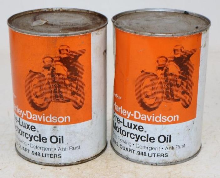 Group of 2 Harley-Davidson Pre-Luxe Motorcycle One Quart Metal Oil Cans (1 of 2)
