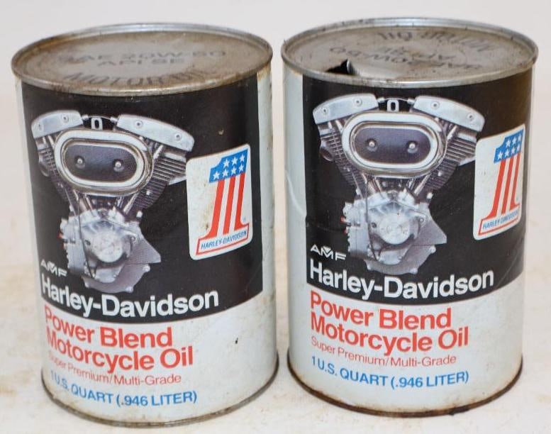 Group of 2 Harley-Davidson Power Blend Motorcycle One Quart Composite Oil Cans (1 of 2)