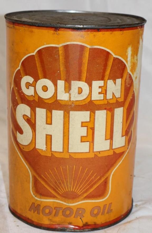 Golden Shell Metal 5 Quart Oil Can: 6.75" x 6.75" x 9.5"