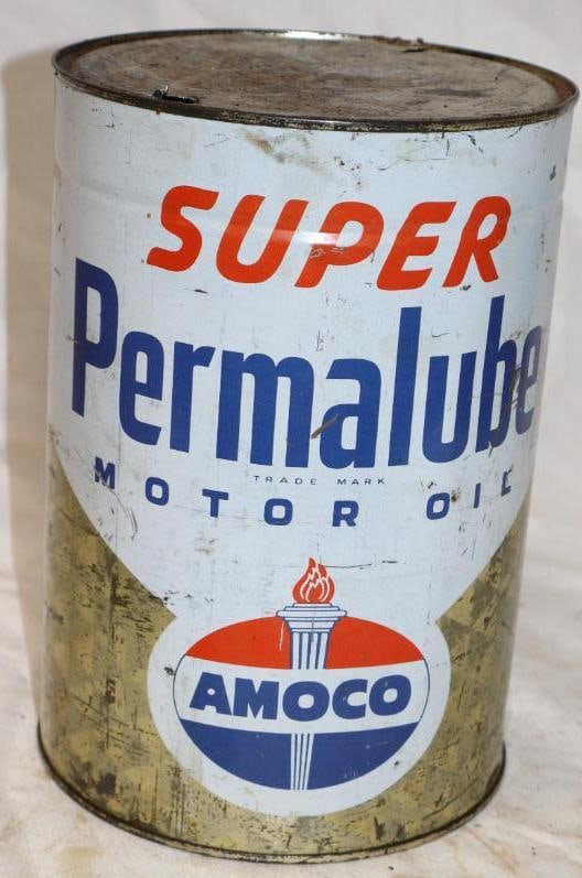 Amoco Super Permalube Metal 5 Quart Oil Can (1 of 4)