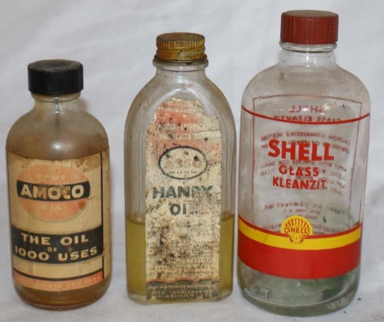 Group of 3 Amoco, Shell, & Esso Oil Bottles: Largest is 8 oz