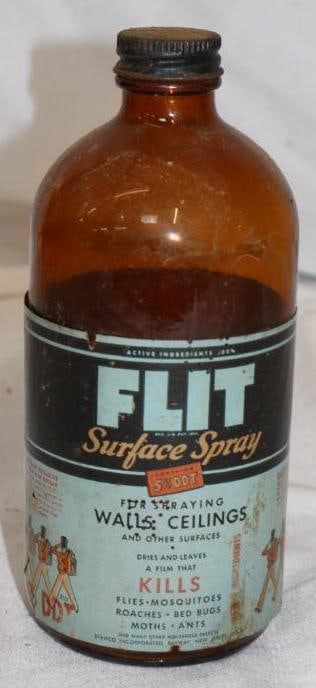 Flit Insect Spray for Walls & Ceilings Glass Bottle with Paper Label: 16 oz empty