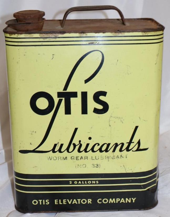 Otis Elevator 2 Gallon Metal Oil Can: 8.75" x 5.25" x 11.25"