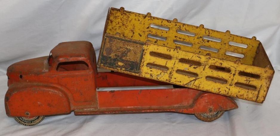 Louis Marx and Co. Stake Bed Toy Truck: 20" x 6" x 7"