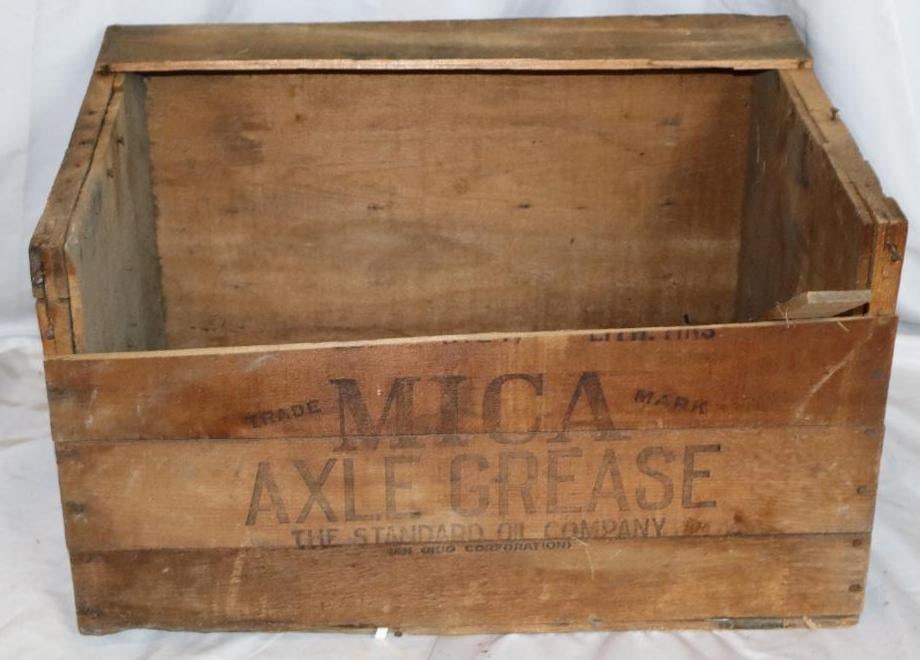 Standard Oil Company Forty Eight One Pound Mica Grease Wooden Shipping Crate with Zerolene: 13.5" x 10.5" x 19"